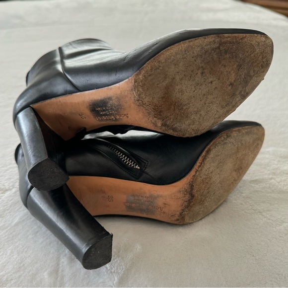 Acne Studios Black Leather 3” Heeled Ankle Booties Size US 5 Women’s - Picture 5 of 13